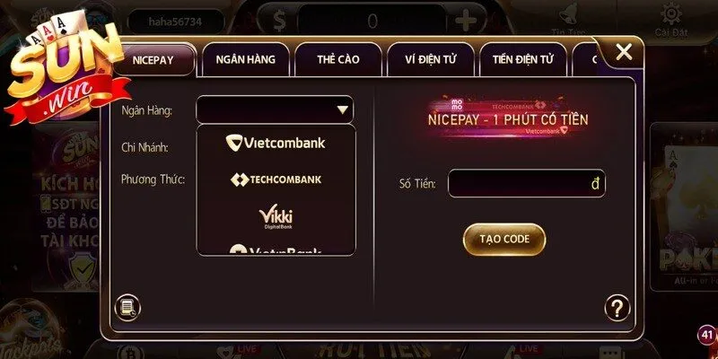 Nạp tiền Sunwin qua ngân hàng trực tuyến nhanh chỉ vài bước