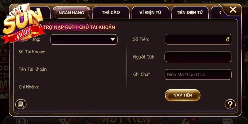 Sunwin tích hợp nhiều phương thức nạp tiền tại Sunwin tiện lợi