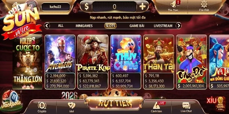 Slotgame Sunwin là sảnh được game thủ quan tâm và lựa chọn nhiều nhất